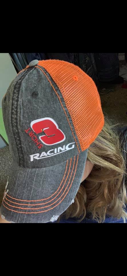 Short Racing Trucker Hat - orange mesh